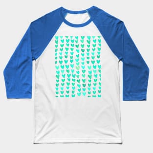 Brush stroke hearts - turquoise Baseball T-Shirt